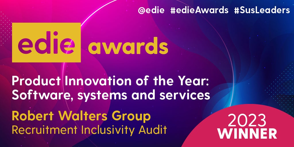 Robert Walters Group Product Innovation winner at the 2023 edie Awards